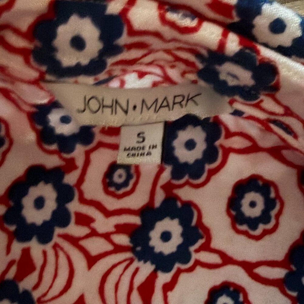 John Mark Boho Patchwork Peasant Blouse Red Blue … - image 4